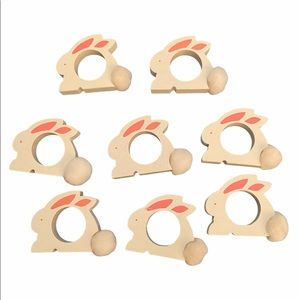 8 Vintage wooden Bunny Napkin Rings Adorable